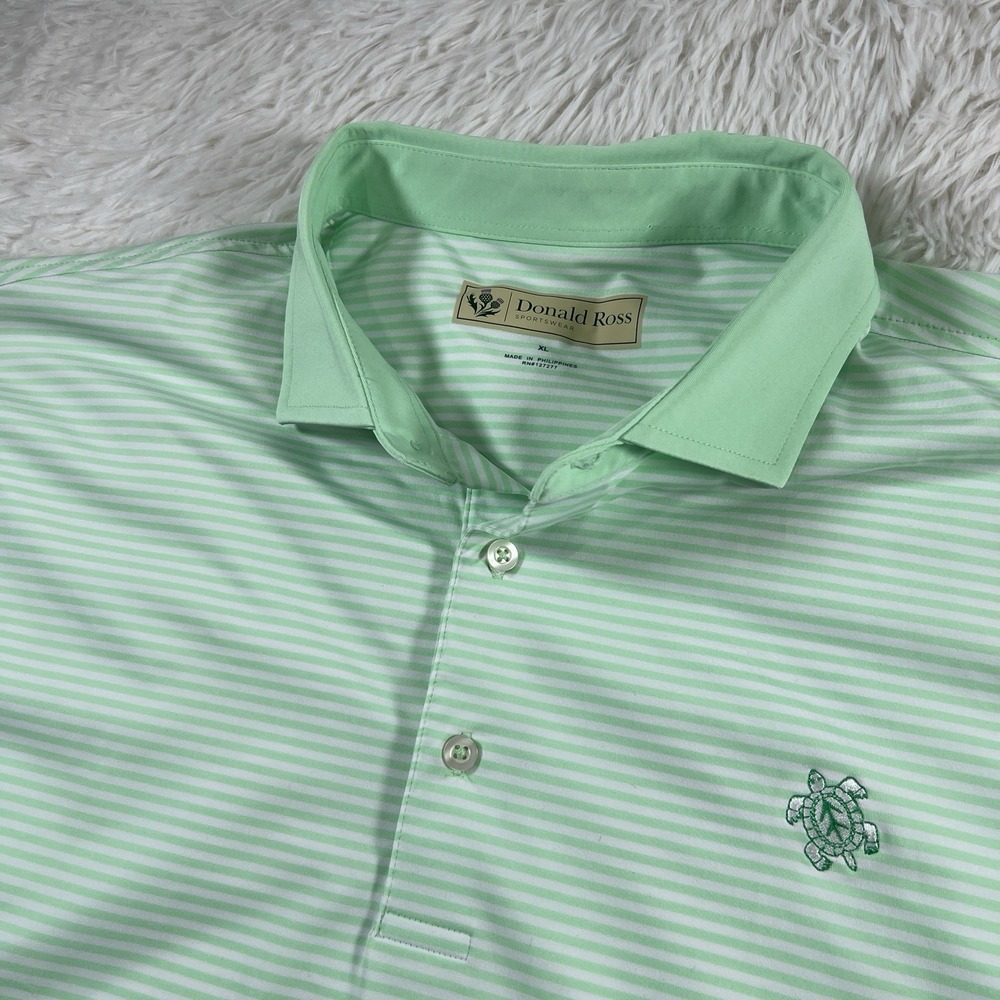 Donald Ross Turtle Creek Club Shirt Mens XL White Green Striped Summer Comfort